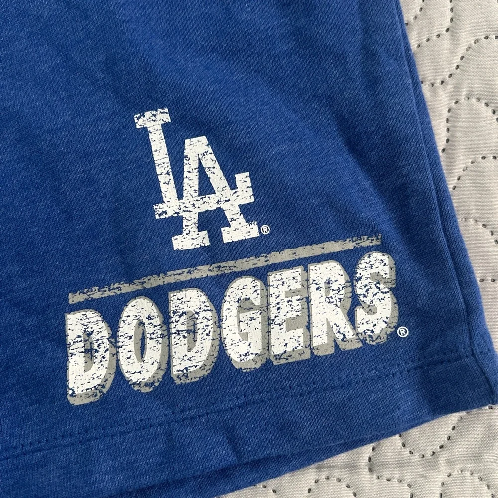 MLB LA Dodgers shorts baseball fleece blue elastic stretch medium new - Picture 3 of 3